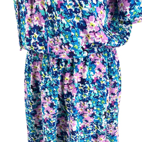 Charles Henry Womens Size Medium Lace-Up Front Summer Abstract Floral Dress - Picture 7 of 9